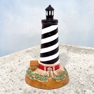 Vintage Cape Hatteras ,NC Striped Lighthouse Figurine that plays Ebb Tide GUC